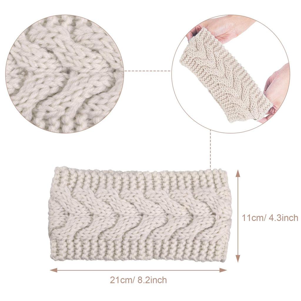 Winter Breite Stirnbänder für Damen Gestrickt Warm Turban Kopfwickel Dick Grob Ohrenwärmer Weich Stretch Häkel-Haarbänder Bandanas Haar-Accessoires
