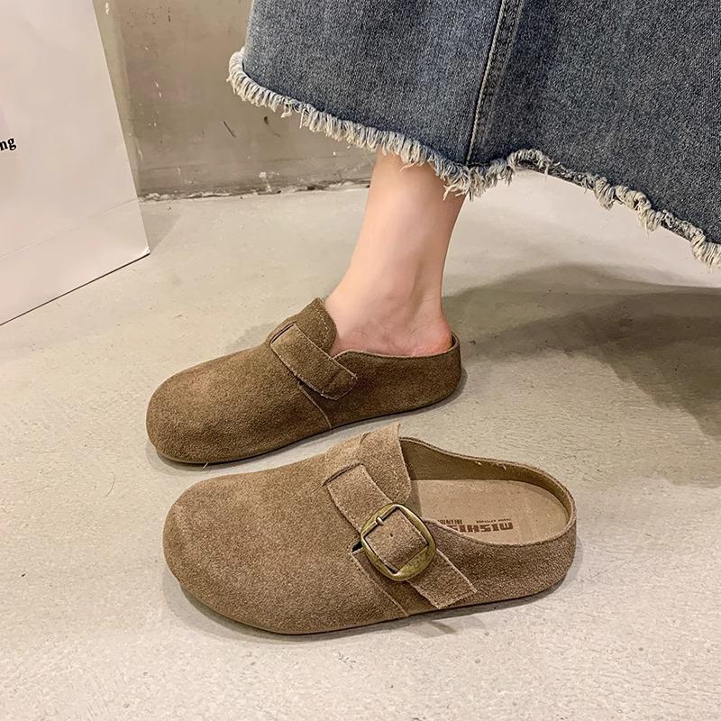 

Boken shoes women s bag head half slippers outer wear 2025 new autumn one-pedal lazy shoes retro Boken half slippers 40