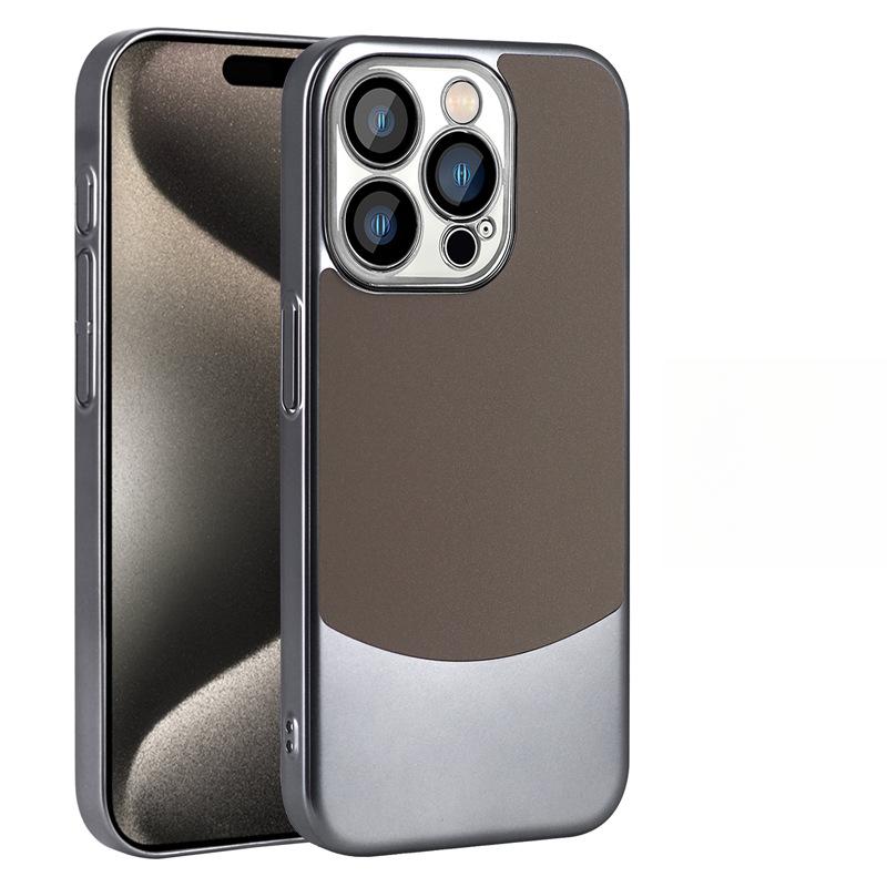 Apple 15ProMax Handyhülle mit eingebauter Objektivfolie, schlichte Lederfarbkombination, passend für IPhone13/14, sturzsicheres 12er-Set