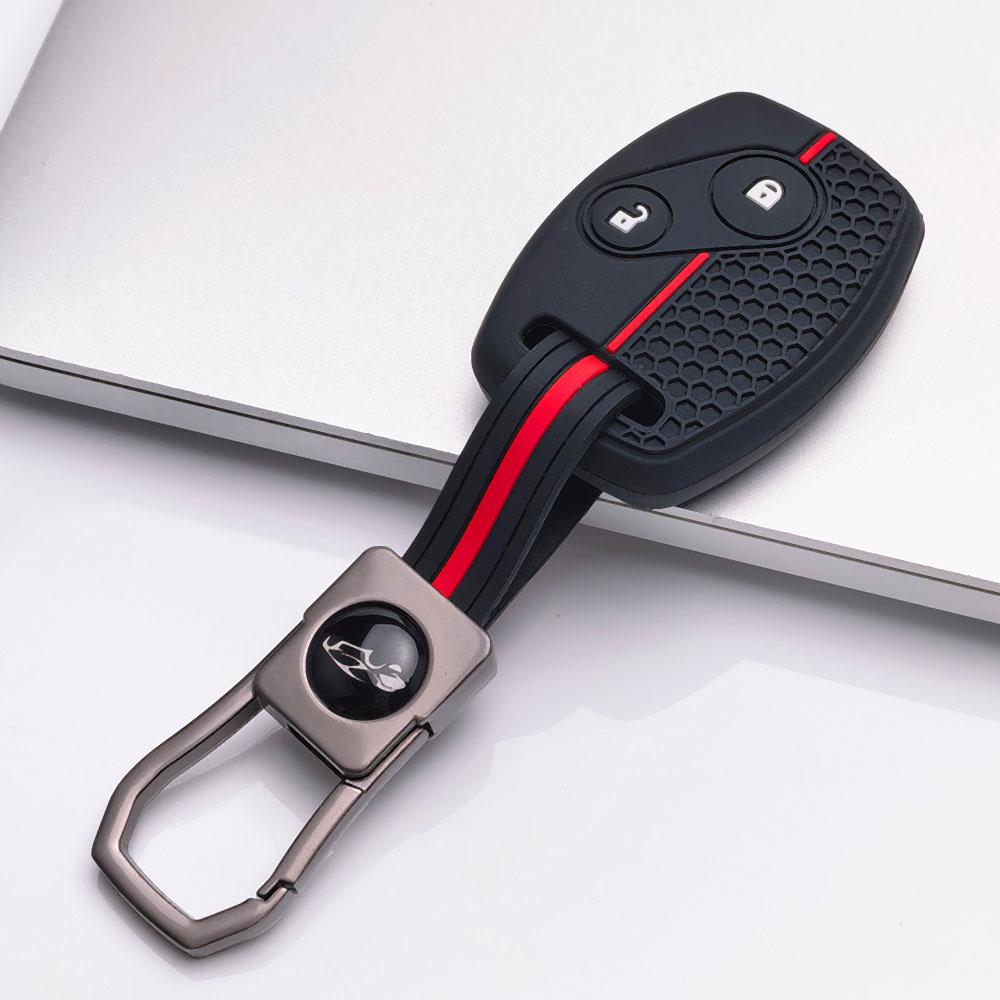 Premium Silicone Car Key Fob Cover For Honda Fit Civic Accord CRV HRV Jazz With Keychain Soft Silicone Car Interior Accessories Anti-Scratch