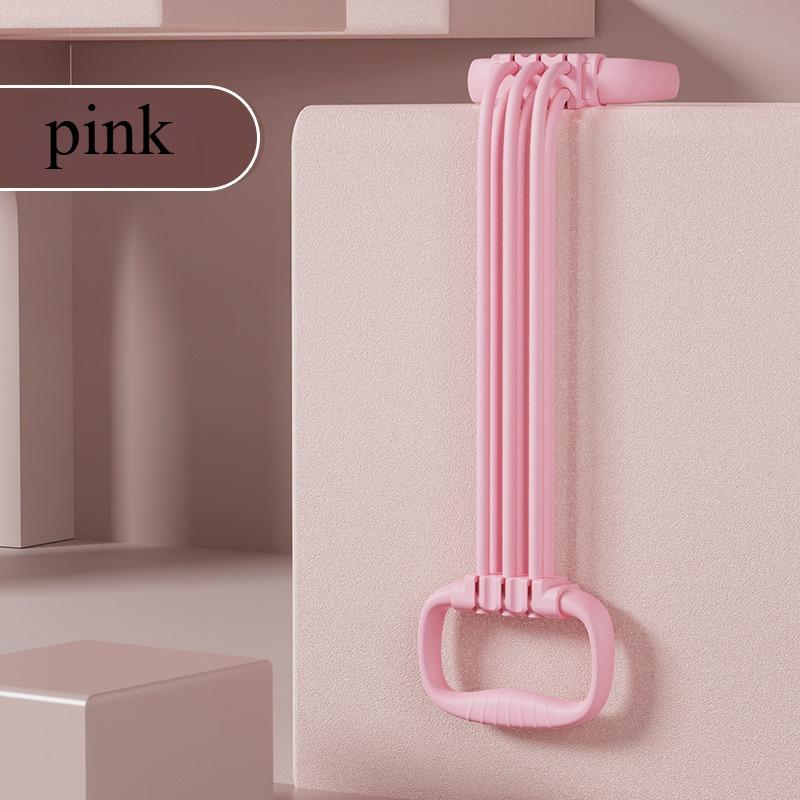 Fitness stretching device with elastic tension rope for back opening and shoulder extension розовый