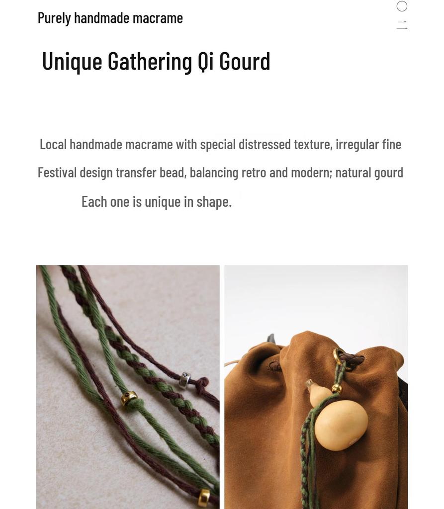 Gathering Qi Gourd Pendant: National Style Retro Keychain & Car Hanging Ornament