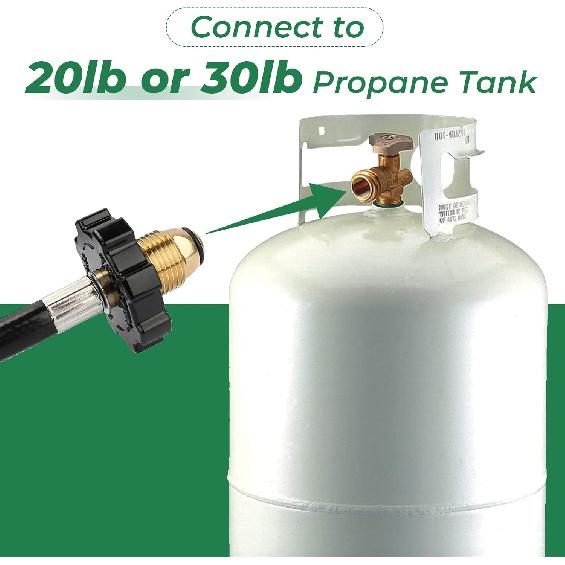 12ft RV Propane Hose with 1/4" Inverted Male Flare, Rubber Camper Propane Tank Hose Connect To 20lb or 30lb Tank, Replacement 59035 Propane Supply