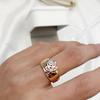 New Trend Glossy Rose Flower Earrings Ring Sets For Women  Gold With  Color Ethnic Vintage Wedding Jewelry Sets