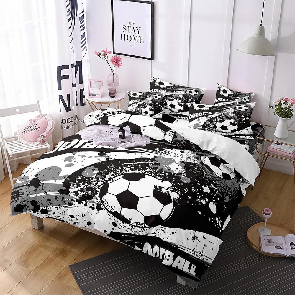 Football Comforter Cover Queen Size American Soccer Bedding Set Sports Games Duvet Cover Set for Boys Girls Teen for Living Room