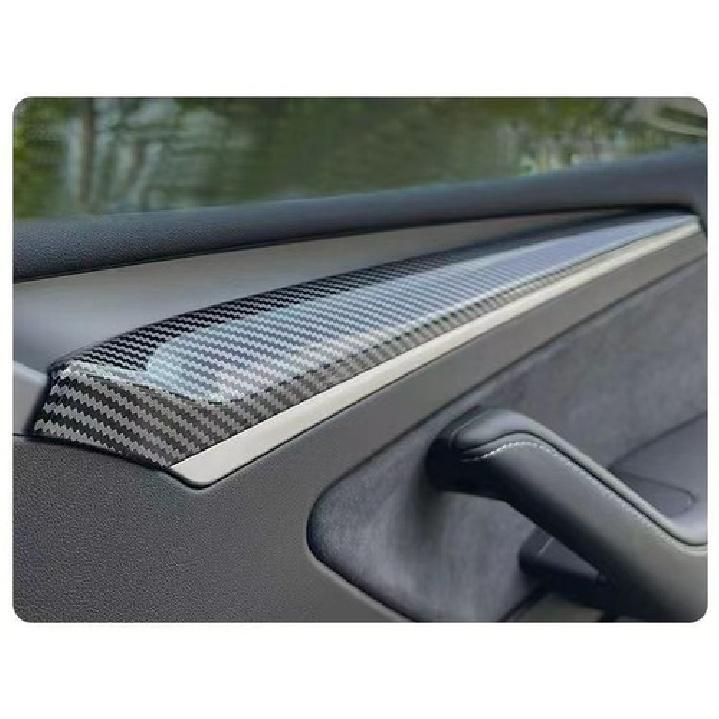 For Tesla Model Y 3 Carbon Style Inner Front Door Trim Panel Armrest Wrap Cover