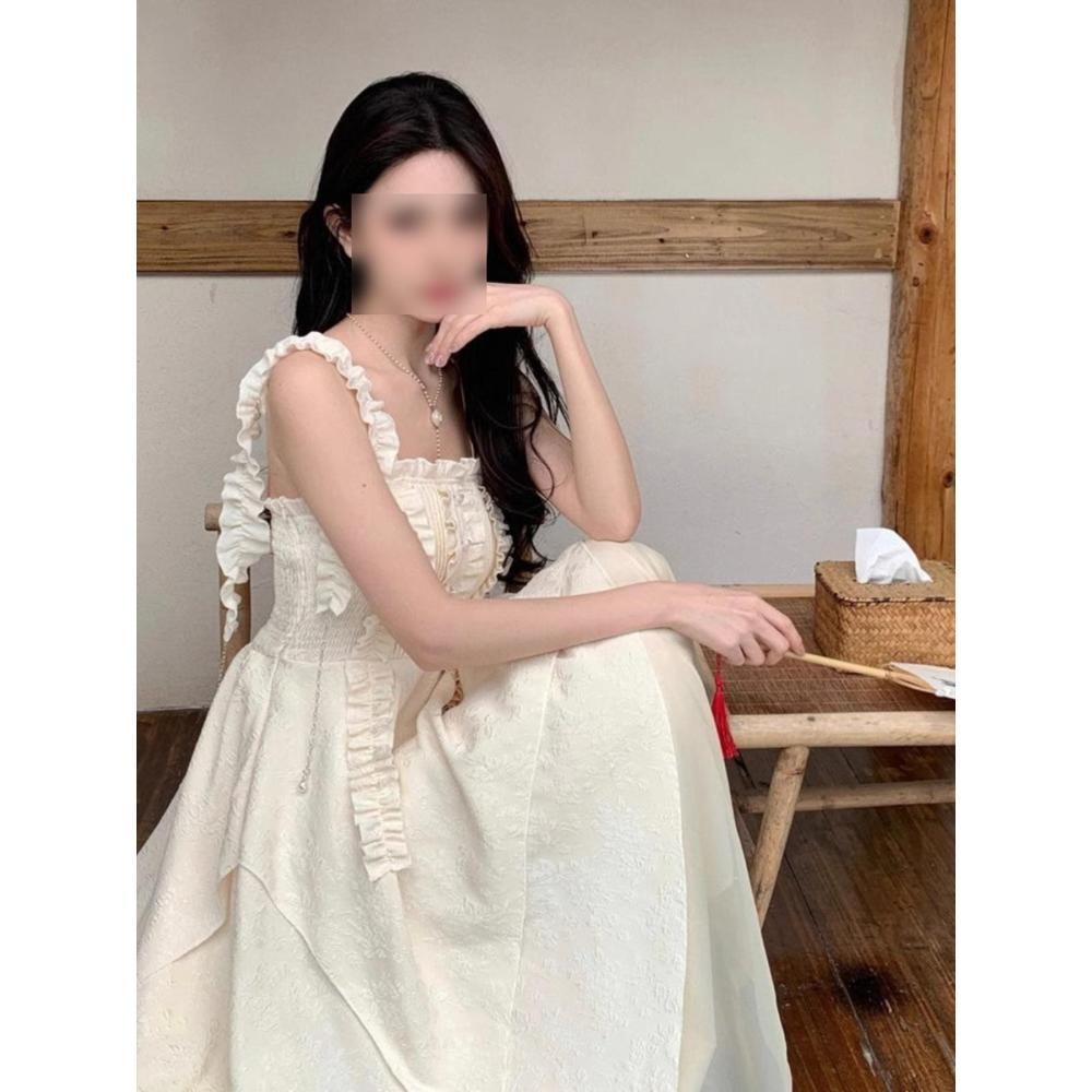 French Summer New Temperament Gentle Wind Vacation Dress High Sense Suspender Mesh Puffy Dress Dress Women