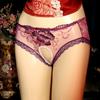 3D Embroidery Panties Ladies Plus Size Sexy Open Crotch Ultra-Thin Mesh Triangle Panties Erotic Lace Panties
