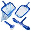 Swimming Pool Cleaning Kit, Includes 2 Detachable Brush Heads (508 Mm / 139.7 Mm) and 2 Pool Skimmer Nets, 4-in-1 Inground/Above Ground Pools Cleaning
