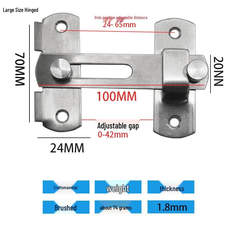 Stainless Steel Anti-Theft Indoor Door & Window Lock Bolt