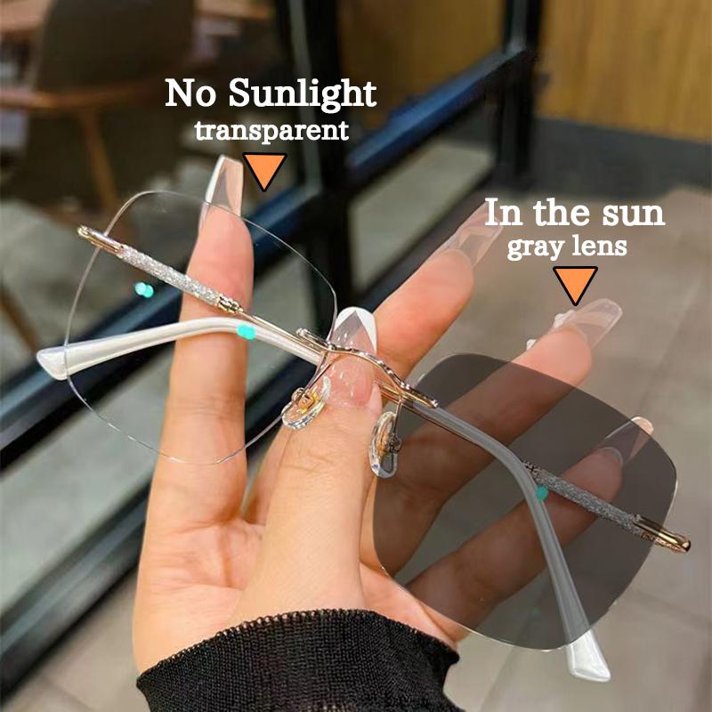 Anti-radiation Photochromic Glasses Metal Frame Unisex Eyewear for Women and Men Stylish Protective Vision