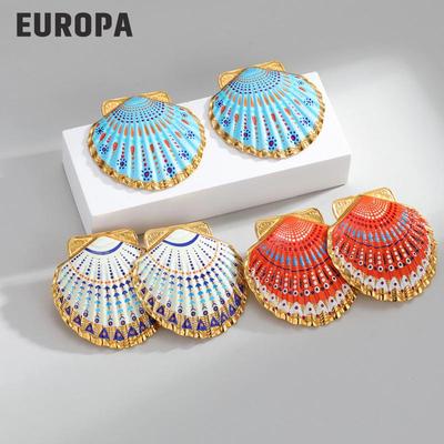 Boho bunte Muschel-Ohrringe: Vielseitiges Design aus Titanstahl im Urlaubsstil