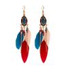 Ethnic Style Super Fairy Feather Earrings with No Piercings, Bohemian Style Long Style, High-end New Chinese Style Earrings Clips for Women