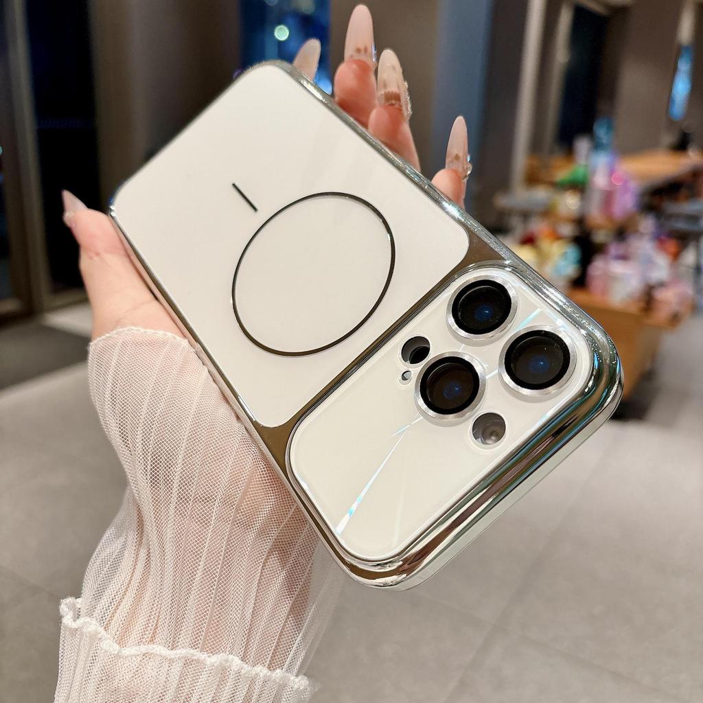 Electroplated Magnetic Thin Ring Case for iPhone 16 Pro Max with Lens Protective Film
