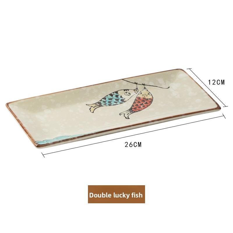 1PC Japanese-style Creative Tableware, Ceramic Sushi Plate, Rectangular Dish, Fried Fish Plate