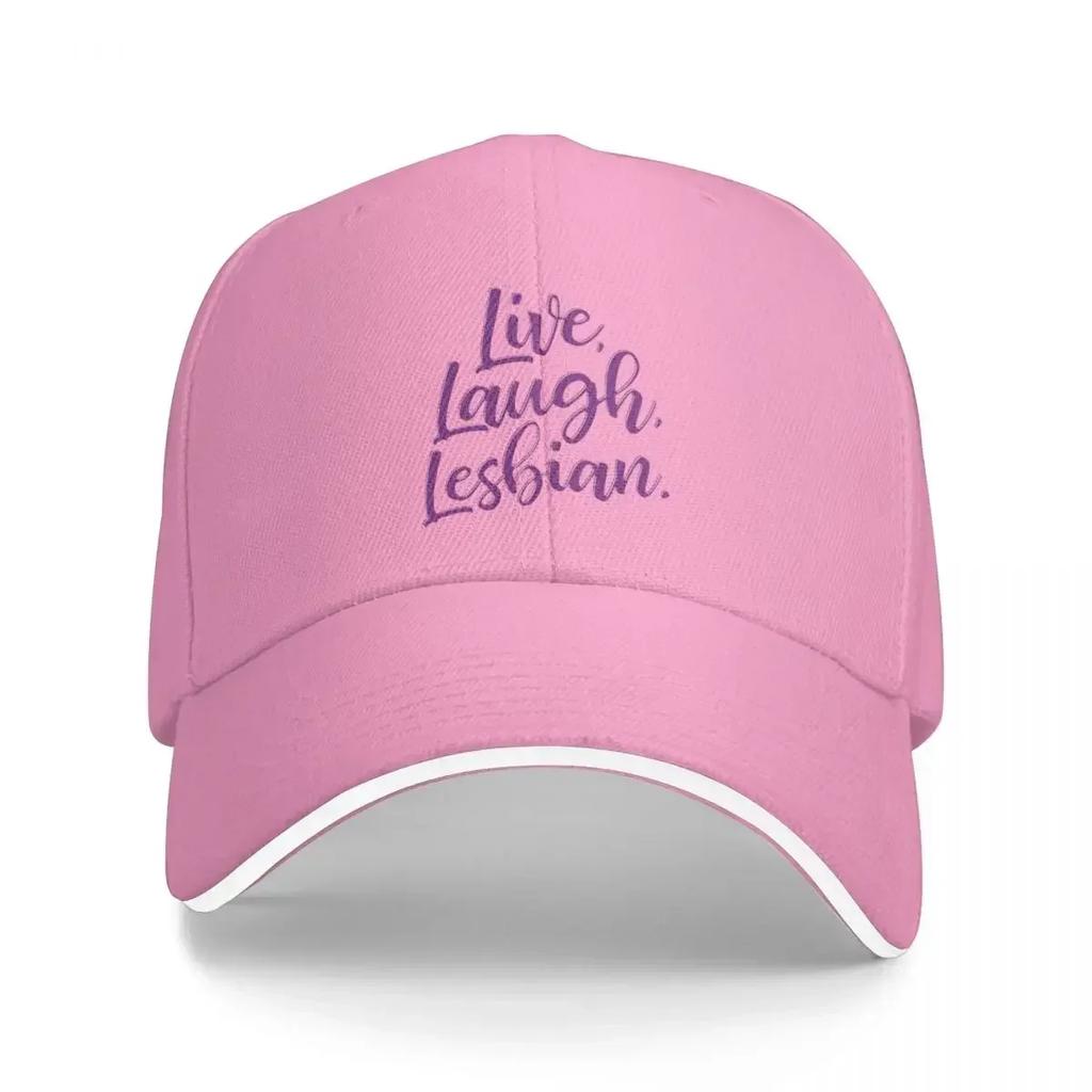 Live, Laugh, Lesbian Baseball Cap Ball Cap Sailor Cap for Men Tea Hat Dropshipping Golf Wear Men Women's