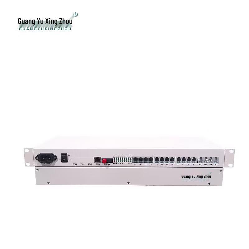 16-Channel Telephone & Ethernet Fiber Optic Transceiver (1U Rack-mount)