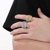 Full Zirconia King's Ring for Men Shiny Hip Hop Stainless Steel Jewelry Male Glamour Gift Square Large Rings Trendy Anillos