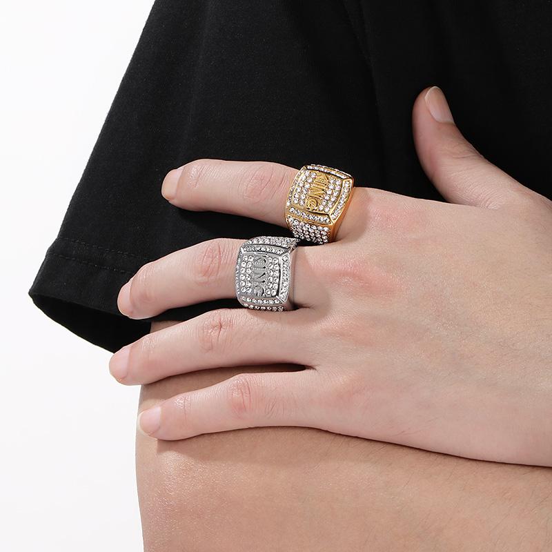 Full Zirconia King's Ring for Men Shiny Hip Hop Stainless Steel Jewelry Male Glamour Gift Square Large Rings Trendy Anillos