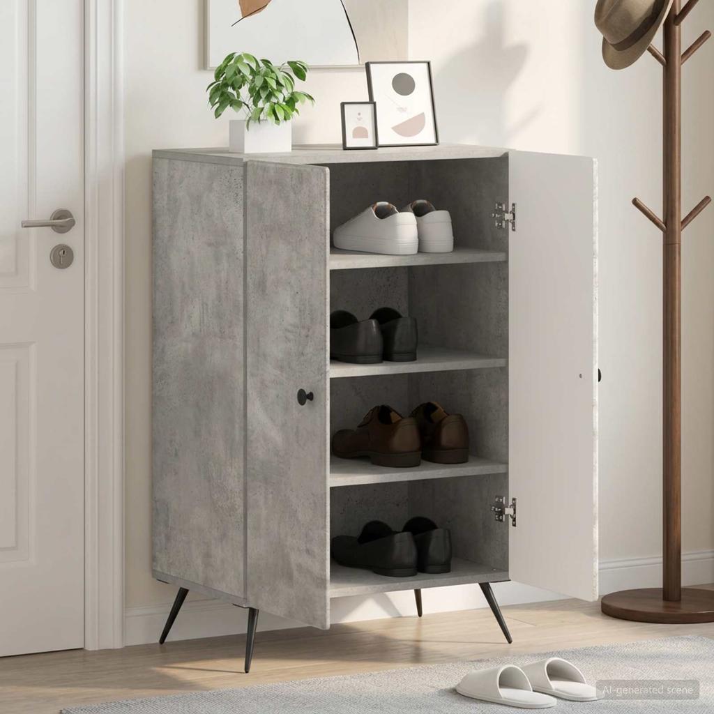 Shoe Cabinet BREDA 59.5 x 39.5 x 90 cm Engineered Wood Concrete Grey
