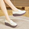 Ladies Platform Loafers Casual Elegant Black Leather Women Height Increase Thick Sole Shake Shoe for Mother