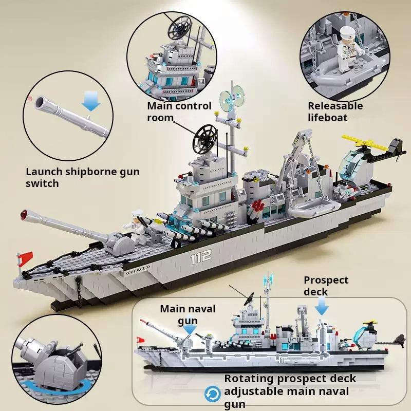 Warship Building Blocks Destroyer Aircraft Carrier Pirate Ship Cruiser Naval Battleship Models Toy for Boys Gifts