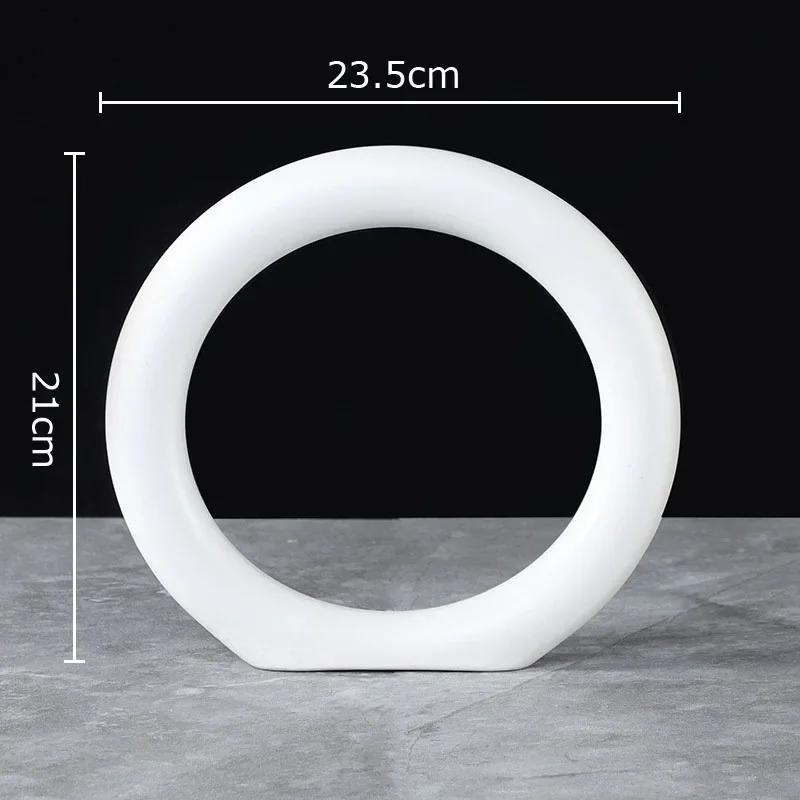Minimalism Ceramic Circle Abstract Crafts Desk Decoration Modern Artwork Porcelain Ring Ornaments Home Room Aesthetic Decor