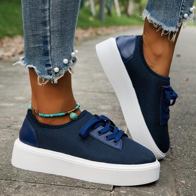 Scarpe da donna nuove taglie grandi per primavera e autunno scarpe singole con plateau stringate scarpe da ginnastica da donna in rete scarpe sportive e per il tempo libero da donna