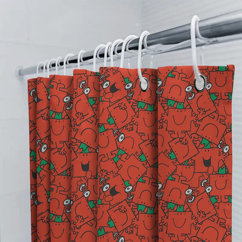 Adorable Red Cartoon Shower Curtain With Cute Animal Pattern For Bathroom Decor Universal Size 180X215Cm Free Shipping From Alie