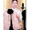 Vest embroidery 2025 new large size pink retro vest women's top