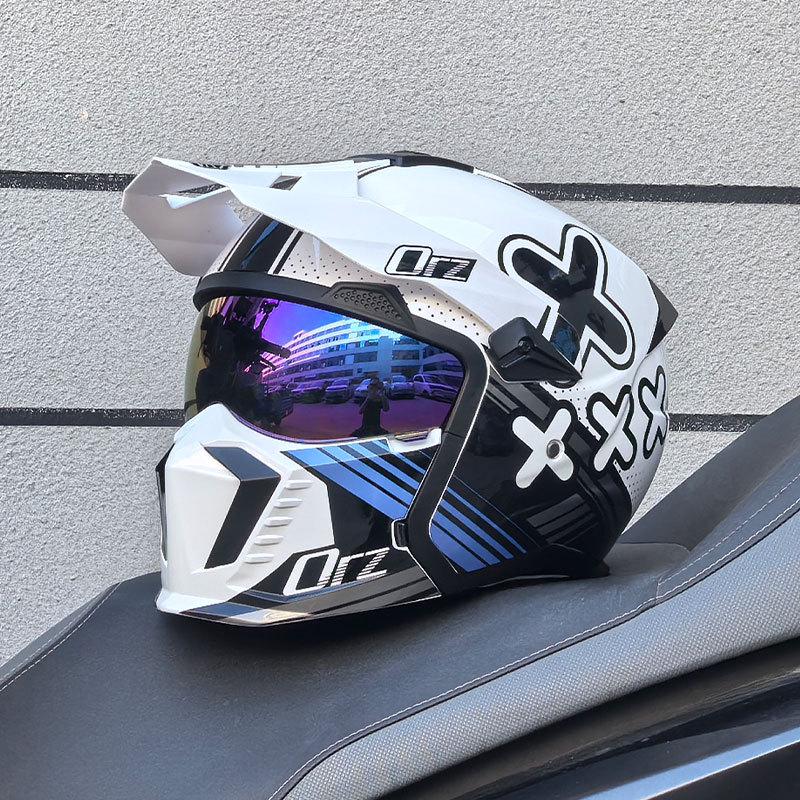 Orz Black Warrior Retro Motorcycle Helmet - Versatile Half/Full Helmet for Men & Women