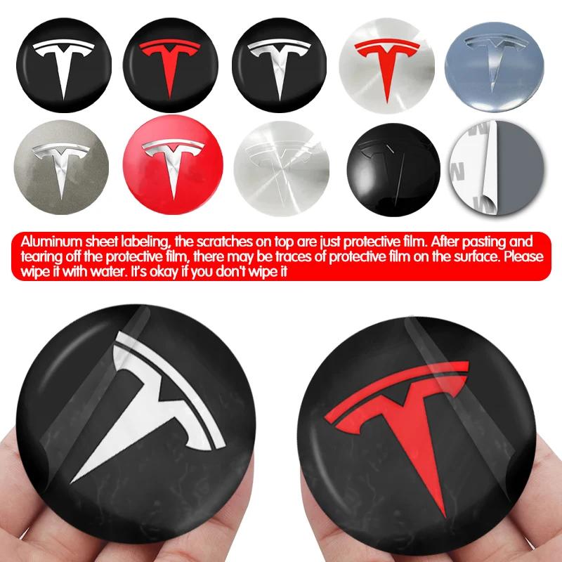4pz 56mm Tappo Mozzo Tesla Tappo Centrale Logo Adesivo di Alta Qualità per Tesla Model 3 Y S X Adesivo Auto Personalizzato Accessori Auto