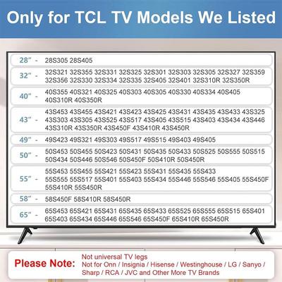 Replacement Non-slip TV Stand with Screws Strong TV Stand Legs No Drilling Solid Support Base Stand for TCL/Roku