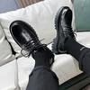 New  Men British Derby Shoes Trend Design Round Toe Platform Oxfords Slip On Thick Sole Dress Shoes