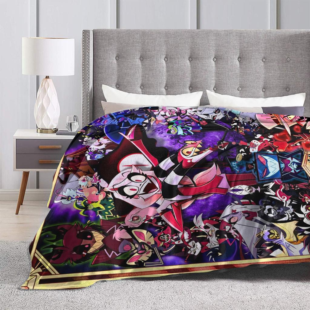 Super Warm Blanket Camping   2025 H-Hazbin Hotel Anmie Throw Blanket  Flannel Bedspread For Bedroom Comfortable Sofa Bed Cover