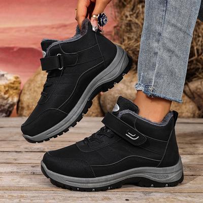 Schneestiefel Damen Winter Fleece Verdickt Rutschfest Stiefel Vielseitig High-Top Outdoor Plateau Freizeitschuhe Klettverschluss Baumwollschuhe