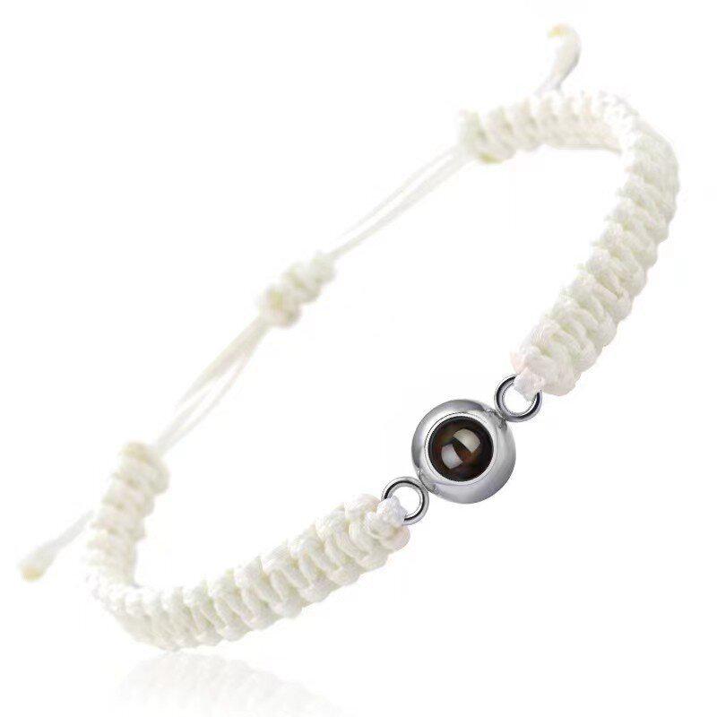 Individuelles gewebtes Armband aus Edelstahl mit 'Ich liebe dich' in 100 Sprachen und Foto