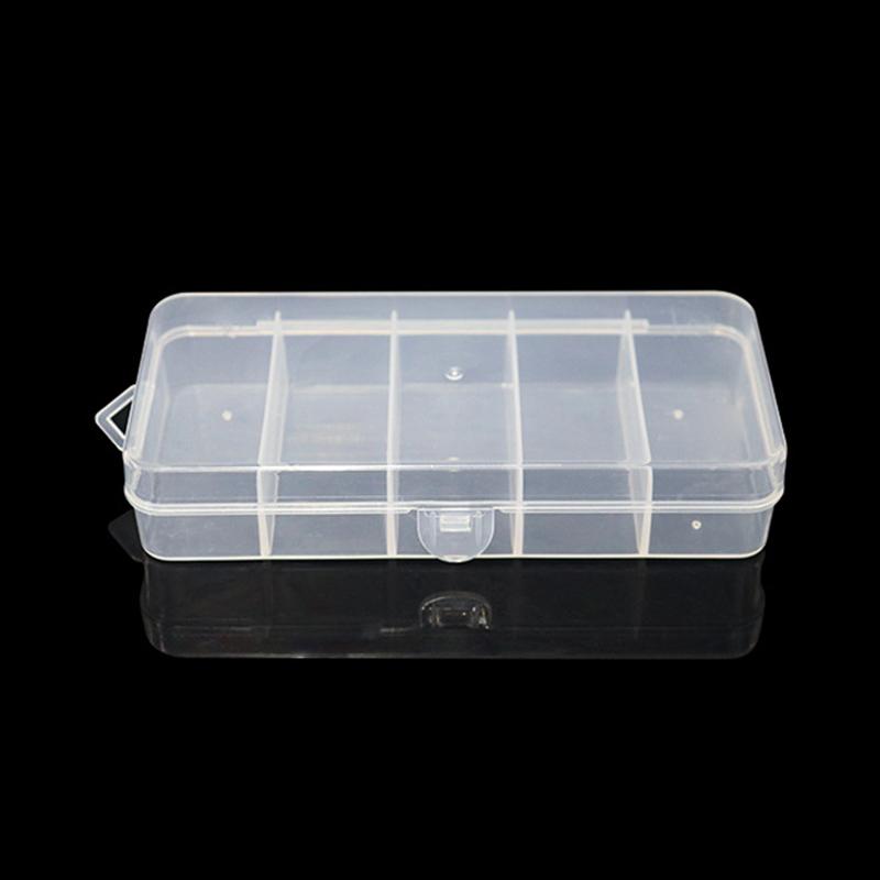 1Pc Single-Layer Five-Cell Rectangular Plastic Box Transparent Storage Box Bead Jewelry Container Jewelry Storage