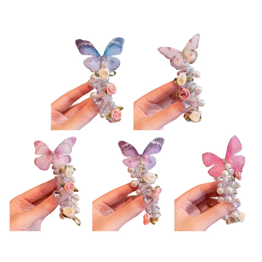 Soft Elastic Spirals Hair Tie Colorful Telephone Cord Scrunchies for Women Girls Long Hair Ponytail Accessories