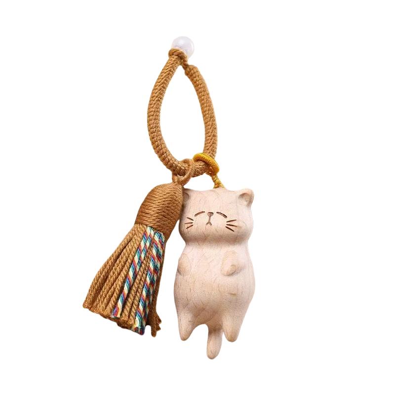 

1 шт. Підвіска Кіт Фортуни Сумки Ручна робота Дерев яні Подарунки Любителям Тварин Домашніх Тварин Підвісна прикраса на вікно Ключі від машини Дерев яне Мистецтво Милі Телефони бежевий