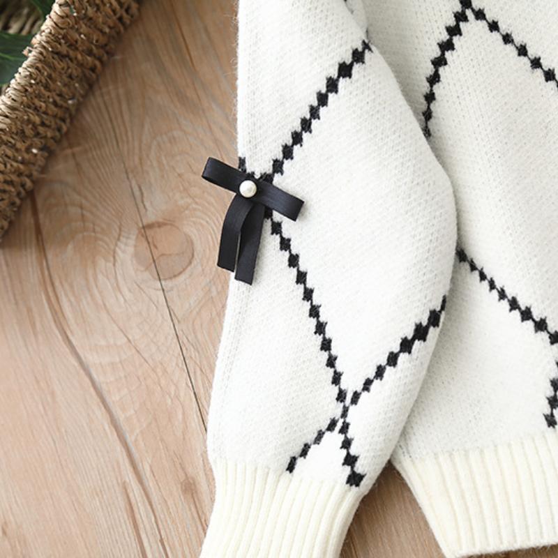 Set Pulover și Pantaloni pentru Fete Haine pentru Copii Set Tricotat din Două Piese Fată Cardigan cu Fundă Jachetă Costum 1-8 Ani