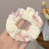 Sweet Pink and White Checkered Bow Large Intestine Hair Band High Appearance Level Hair Tie High Elasticity Rubber Band Headwear
