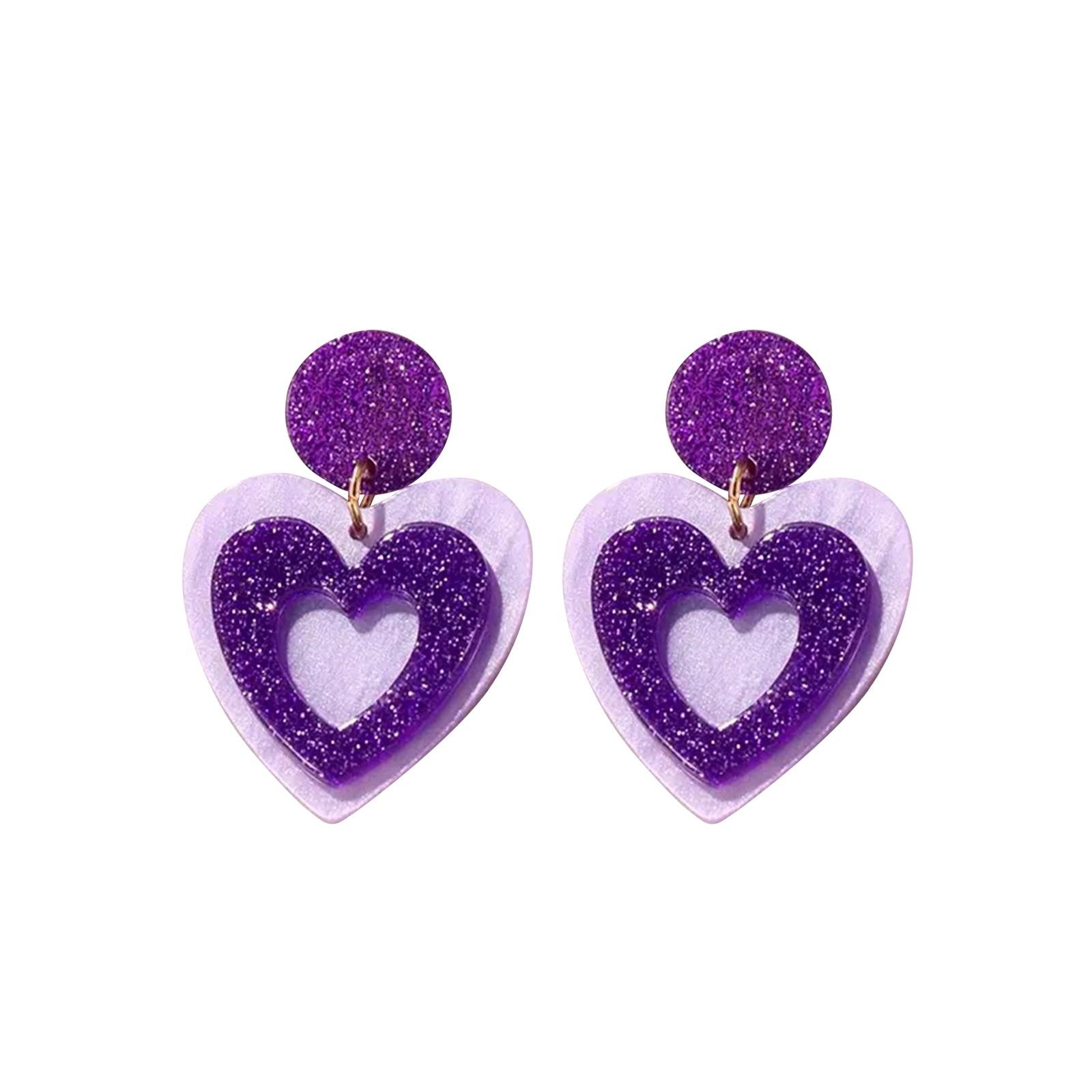 

Valentine s Day Love Earnail Design, Fashionable And Personalized Earrings, Double Layered Love Earrings, Ear Accessories For Women One Size фиолетовый