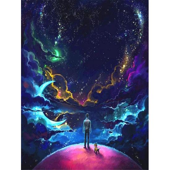 HUACAN DIY Full Drill Square Diamond Painting Landscape Diamond Embroidery Starry Sky Rhinestone Mosaic Painting