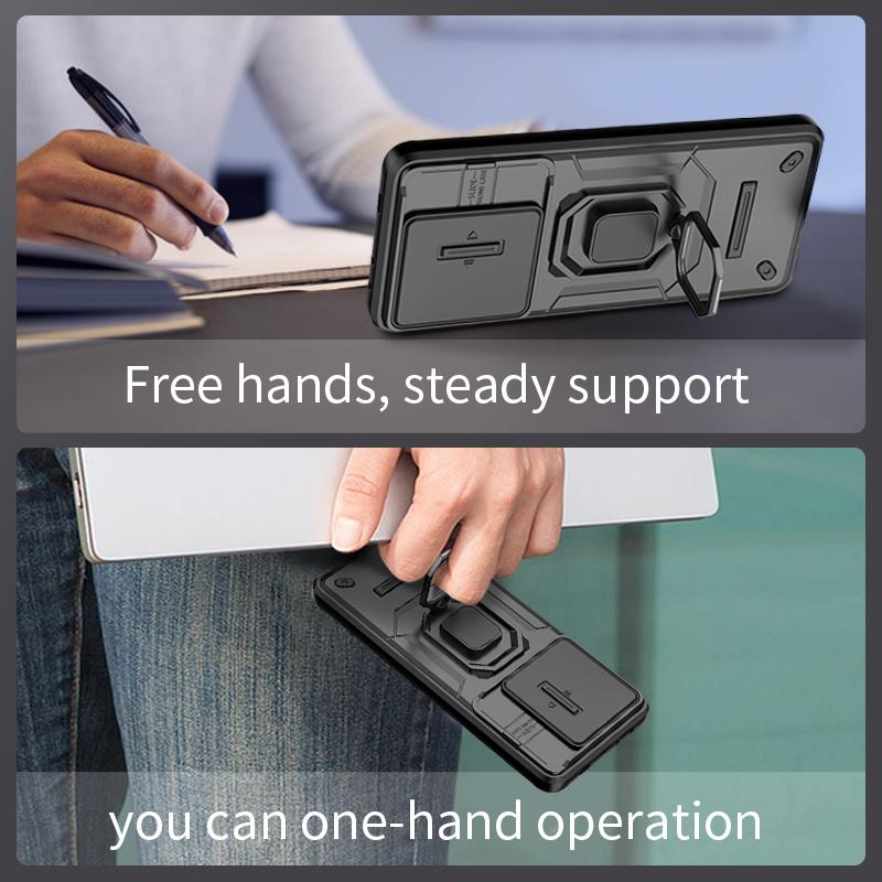 Slide Camera Funda for POCO X6 Pro 5G Redmi Note 13 Pro 5G Case Armor Metal Ring Stand Protection Cover for POCO X6 5G  Capa