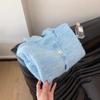 Milk Huhu soft waxy blue temperament short knitted cardigan sweater jacket women's small lazy style high sense