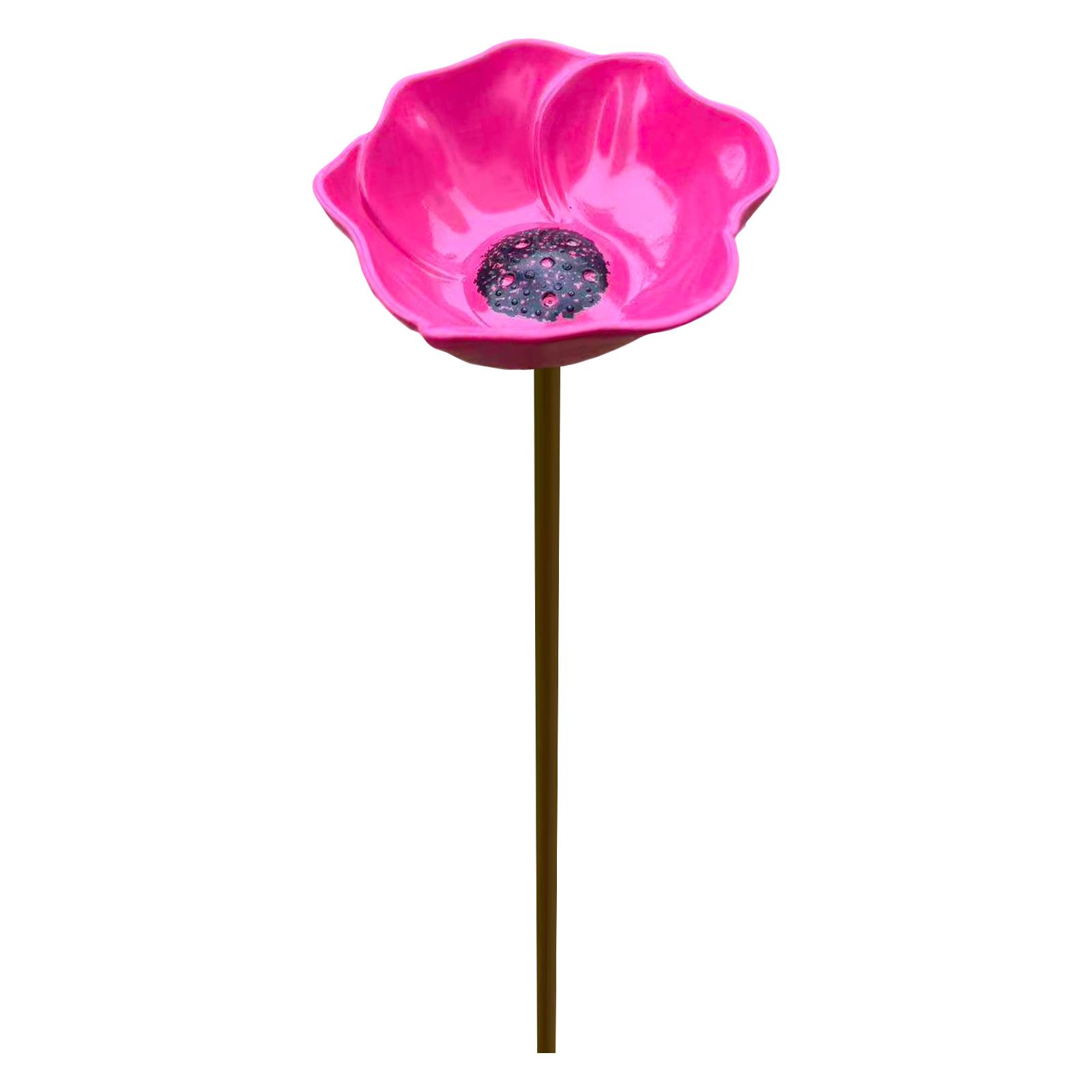 

Handcrafted Metal Garden Stake Bee Watering Station Flower Design Outdoor Bee Bath Durable Metal Construction for Gardens рожевий