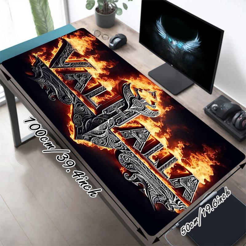 1PC Valhalla Flame Large Durable Mouse Pad Suitable for Office Desks, Gaming Desktops.Non-Slip Back P54