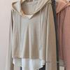 Plus Size Women's Autumn Hooded Sweatshirt, 2025 New Style, Slimming Irregular Two-Piece Design.