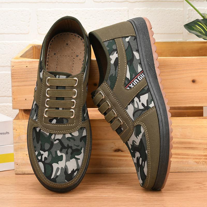 Gamle Beijing tøysko Glutensåle for menn Anti-skli Slitebestandige arbeidssko Lette pustende lerretssko Middelaldrende gåsko